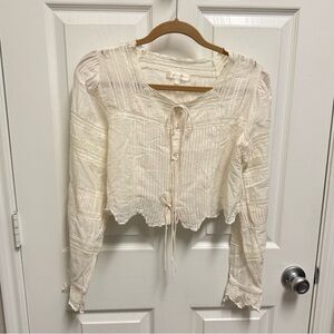 LoveShackFancy Ivory Cropped Blouse
